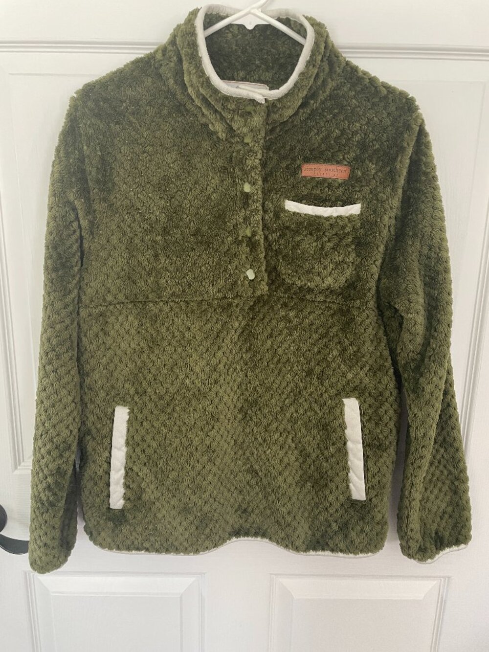 Simply Southern Sherpa Pullover Olive Green Women's size L